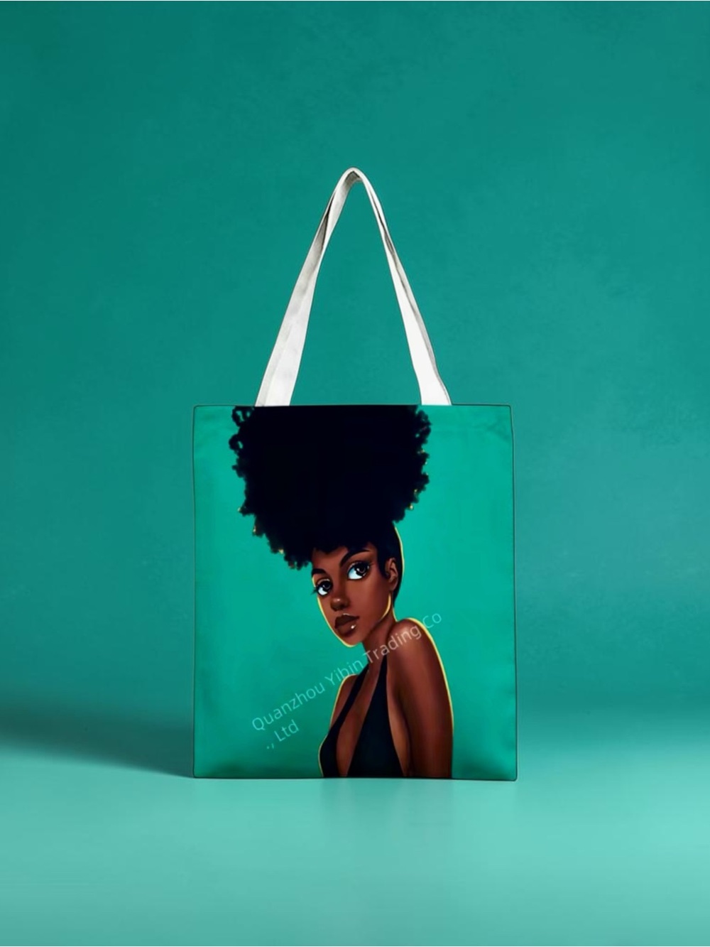 Black Woman Afro Canvas Tote Bag Afrocentric Melanin Art Shoulder Shopping Purse - Picture 2 of 6